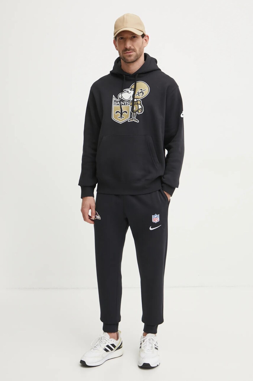 Кофта Nike New Orleans Saints чоловіча колір чорний з капюшоном з принтом NKDK-00A-7WV-13L