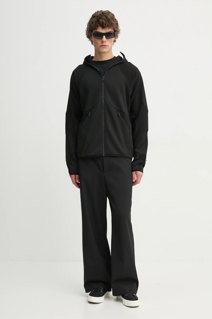 Кофта Heliot Emil чоловіча колір чорний з капюшоном однотонна AW24.M.08.070.BLK01