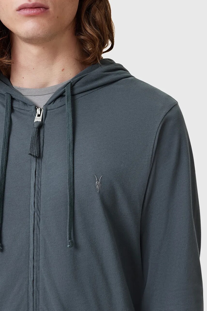 Бавовняна кофта AllSaints BRACE чоловіча з капюшоном однотонна M032JB