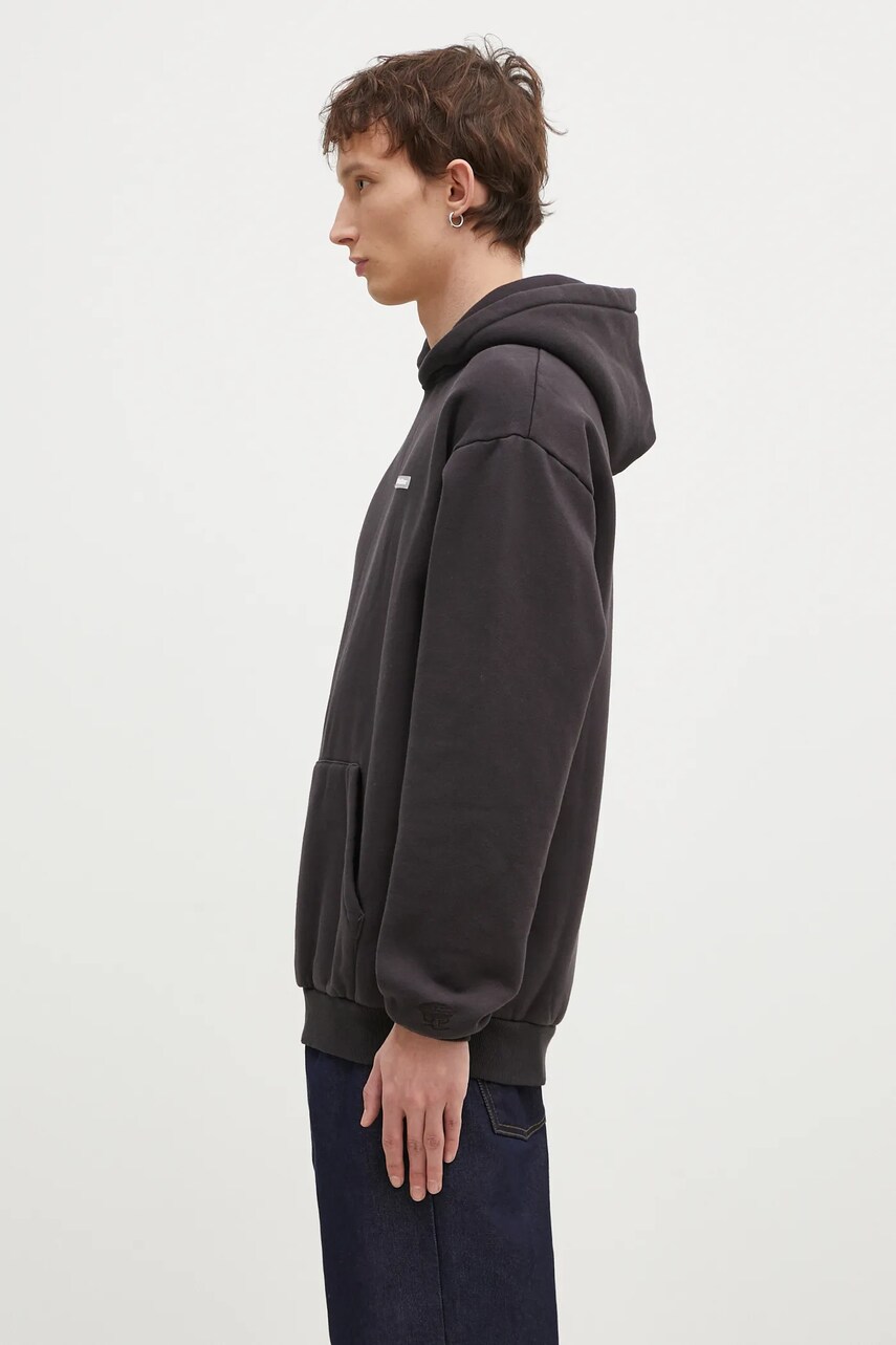 Кофта Butter Goods Basic Pullover Hood чоловіча колір чорний з капюшоном однотонна BG243203