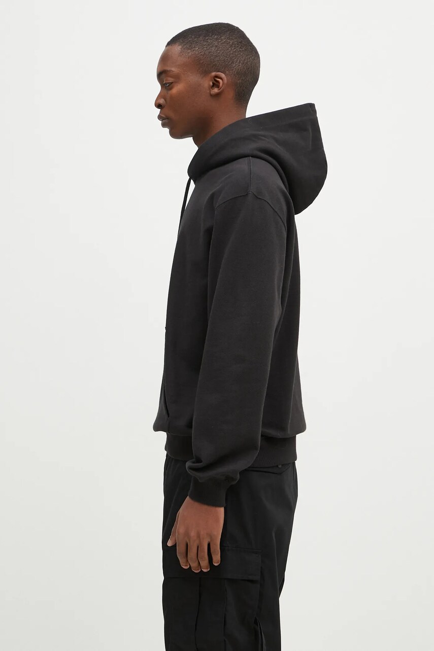Бавовняна кофта Maharishi Maharishi Organic Hooded Sweat чоловіча колір чорний з капюшоном з аплікацією 4622.BLACK