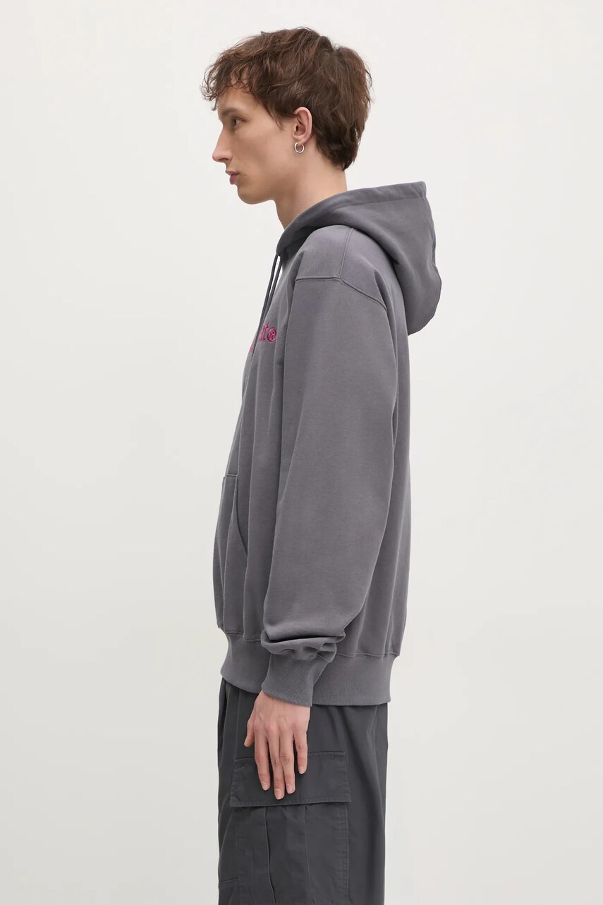 Бавовняна кофта thisisneverthat T-Logo Hoodie чоловіча колір сірий з капюшоном з аплікацією TN243TSWHO01