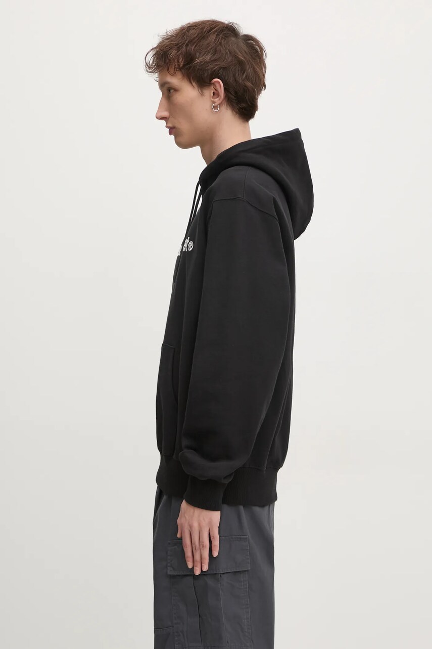 Бавовняна кофта thisisneverthat T-Logo Hoodie чоловіча колір чорний з капюшоном з аплікацією TN243TSWHO01