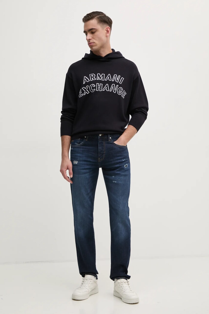 Светр з домішкою вовни Armani Exchange чоловічий колір синій легкий 6DZM2Y ZM4NZ