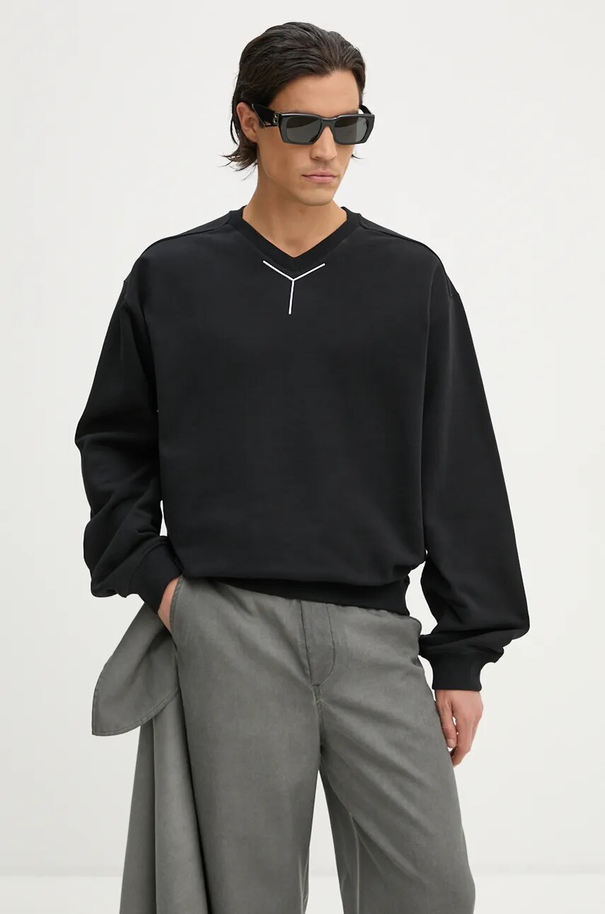 Бавовняна кофта Y/Project Y CHROME SWEATSHIRT колір чорний з аплікацією 204SH004