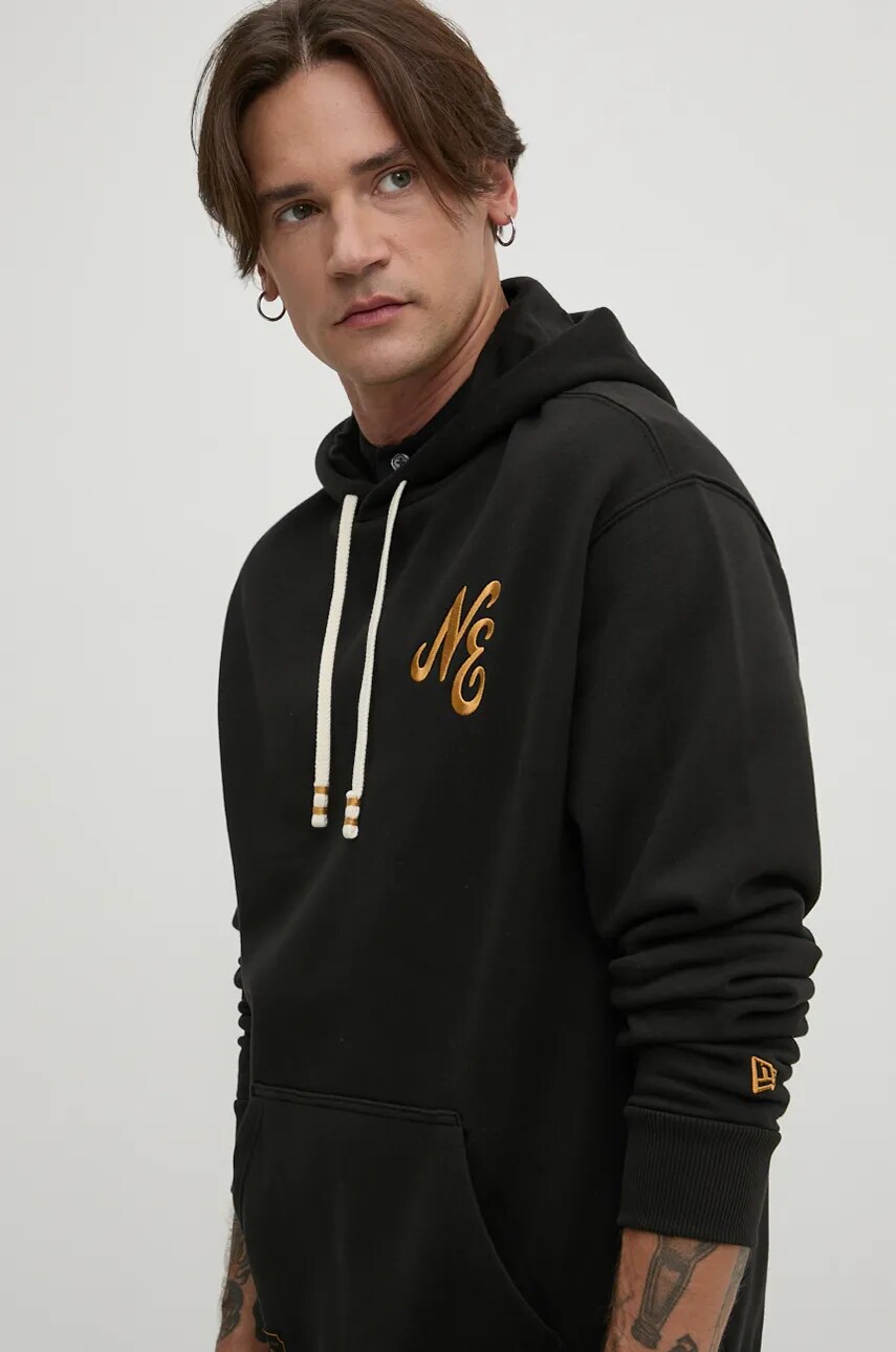 Кофта New Era колір чорний з капюшоном з аплікацією 60435401