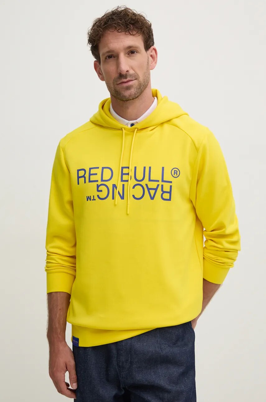 Кофта Red Bull Racing x Pepe Jeans Red Bull Racing x Pepe Jeans колір жовтий з капюшоном з принтом RU580001