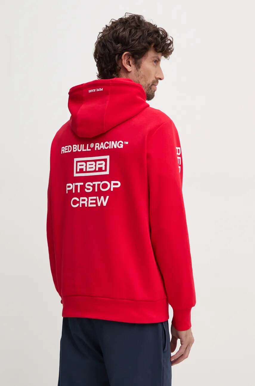Кофта Red Bull Racing x Pepe Jeans Red Bull Racing x Pepe Jeans колір червоний з капюшоном з принтом RU580006