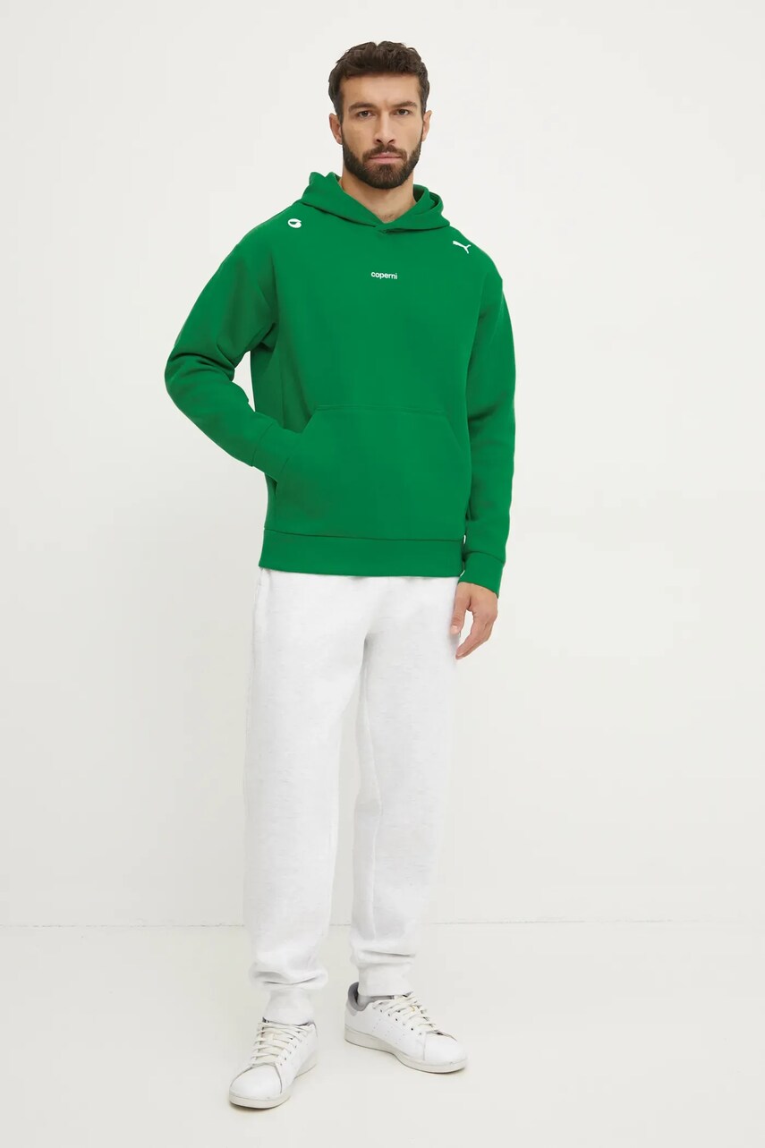 Кофта Coperni x Puma колір зелений з капюшоном однотонна 628304
