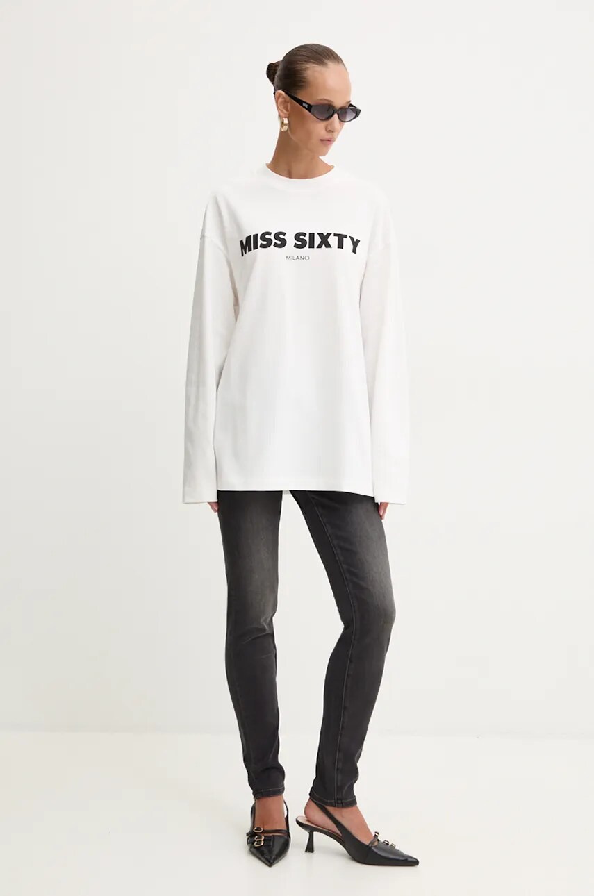 Бавовняний лонгслів Miss Sixty колір білий 6L3SJ3770000