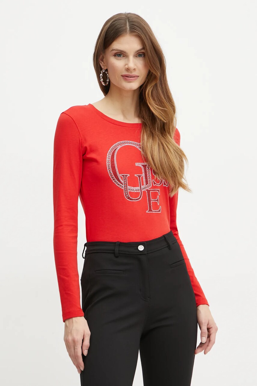 Бавовняний лонгслів Guess колір червоний W4BI29 I3Z14