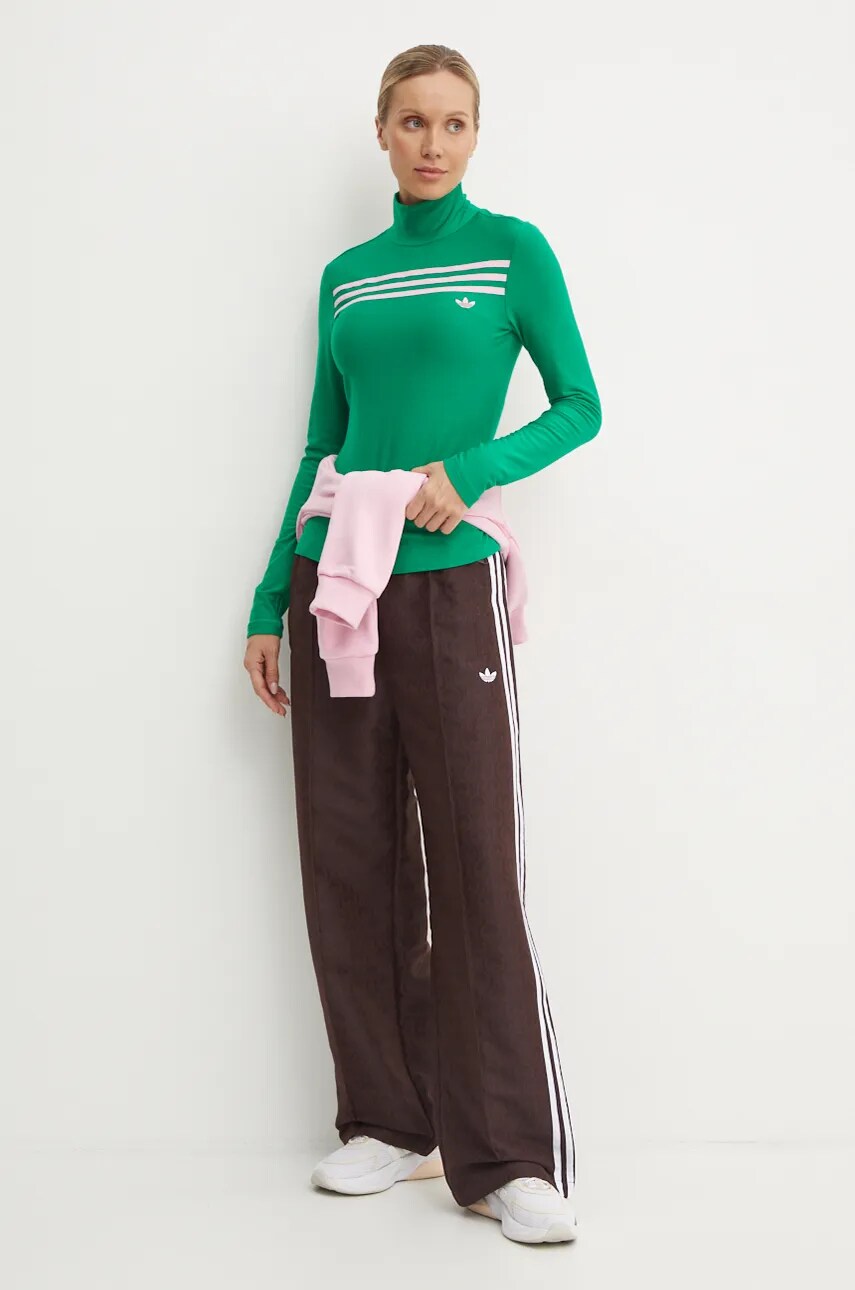 Лонгслів adidas Originals Longsleeve 3S Tee жіночий колір зелений півгольф JN8314