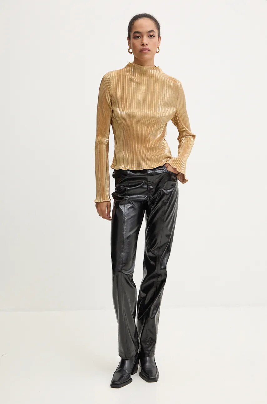 Блузка Never Fully Dressed Gold Plisse Top жіноча колір золотий однотонна NFDTO1576