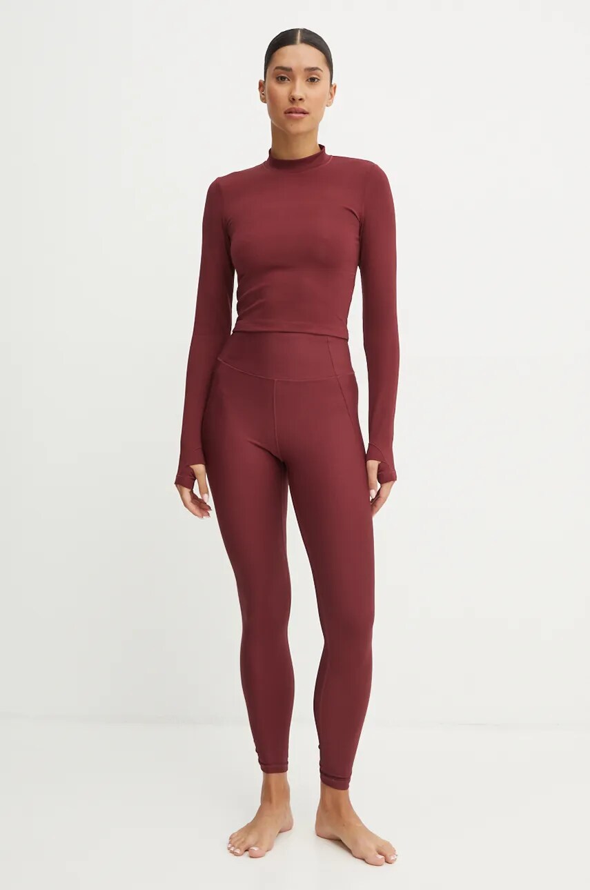 Лонгслів для йоги Casall Soft Rib колір бордовий півгольф 24234