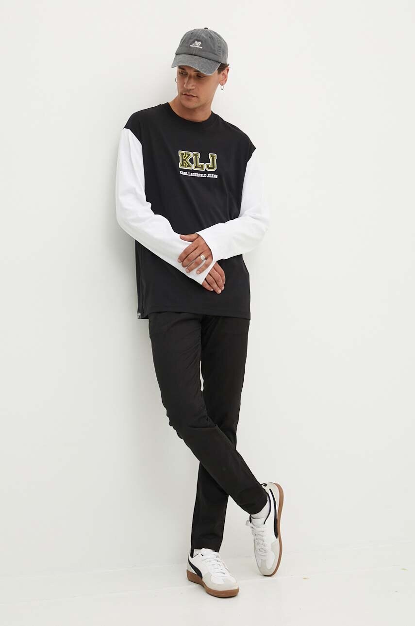 Бавовняний лонгслів Karl Lagerfeld Jeans колір чорний візерунок 245D1706