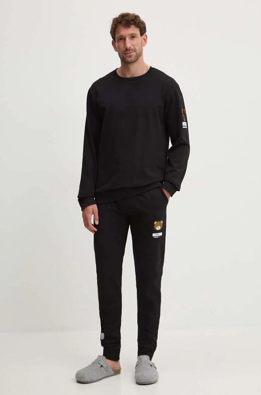Кофта лаунж Moschino Underwear колір чорний з принтом 17014424