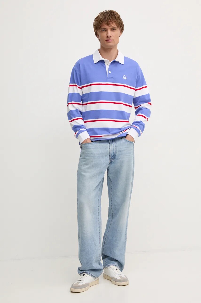 Бавовняний лонгслів United Colors of Benetton колір фіолетовий візерунок 3KUJU301E