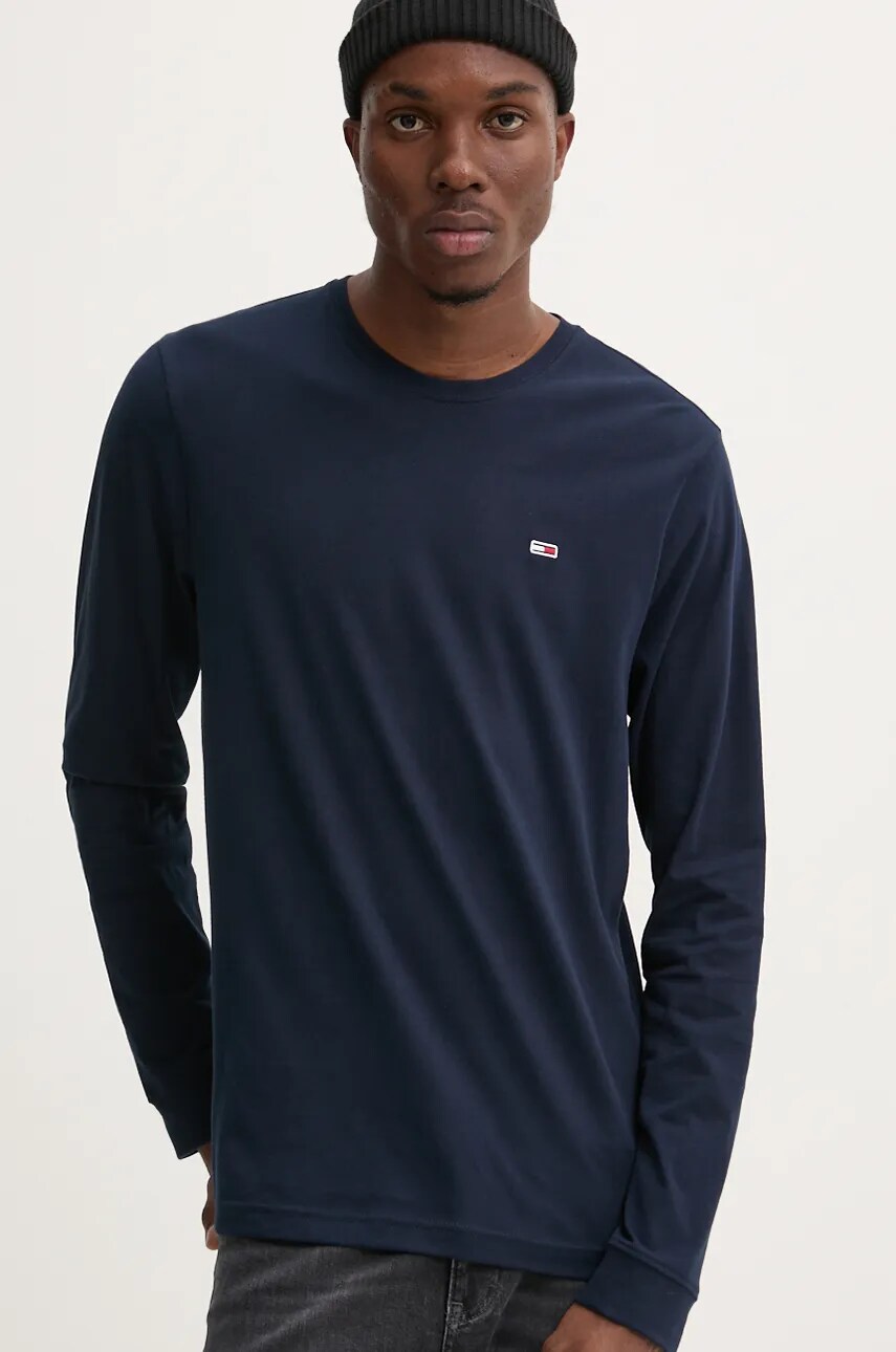 Бавовняний лонгслів Tommy Jeans 2-pack колір чорний однотонний DM0DM20731