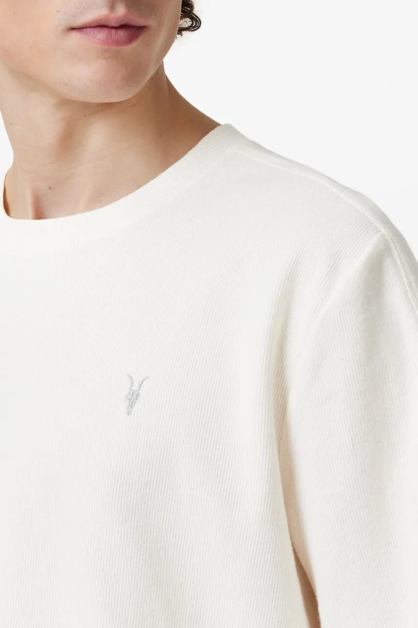 Бавовняний лонгслів AllSaints ROWE колір білий однотонний M027JB