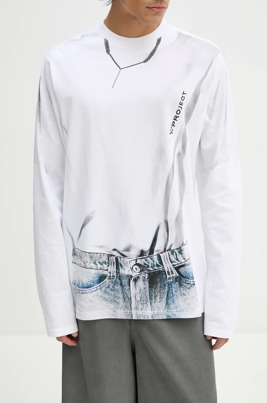 Бавовняний лонгслів Y/Project YP TROMPE L'OEIL LONG SLEEVE T-SHIRT колір білий 204TS021