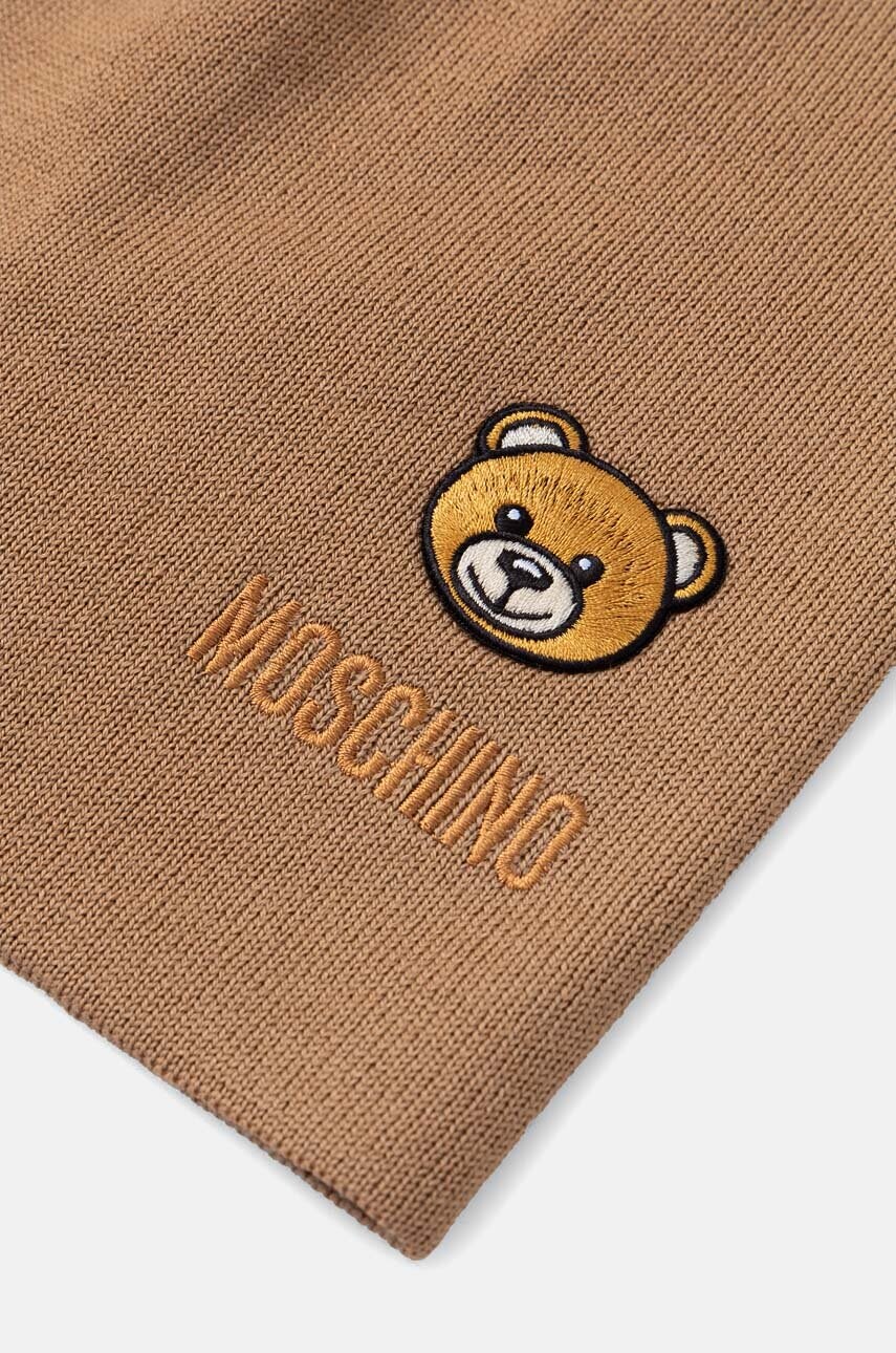 Вовняна шапка Moschino колір бежевий з тонкого трикотажу вовна M3140 65161