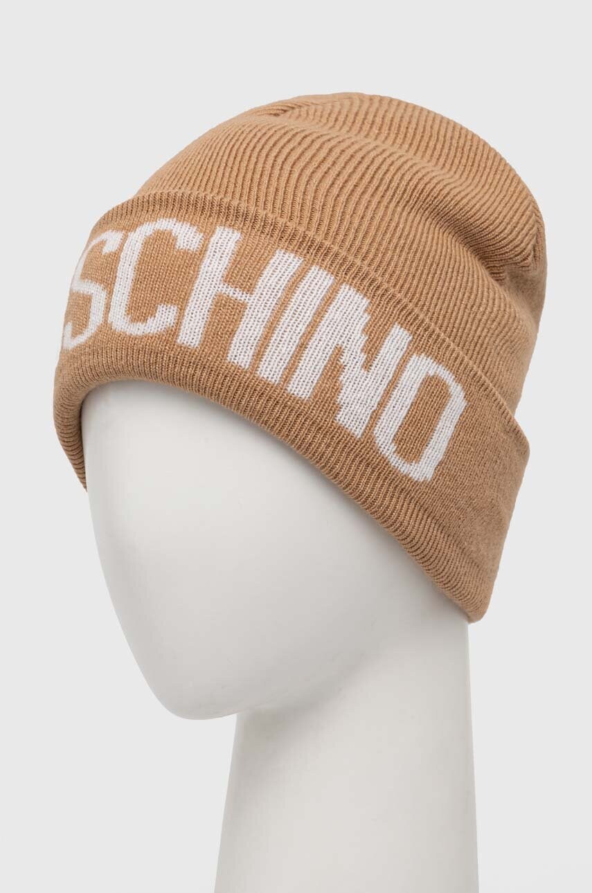 Шапка з домішкою вовни Moschino колір коричневий з товстого трикотажу M5672 60102