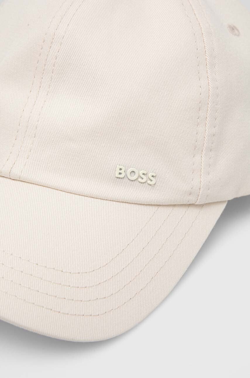 Бавовняна бейсболка BOSS колір бежевий однотонна 50518881