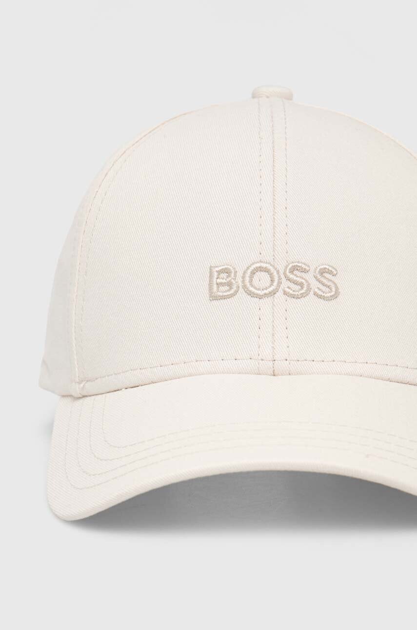 Бавовняна бейсболка BOSS колір бежевий з аплікацією 50519889