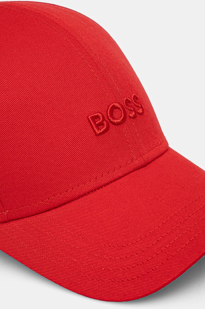 Бавовняна бейсболка BOSS колір червоний з аплікацією 50519889