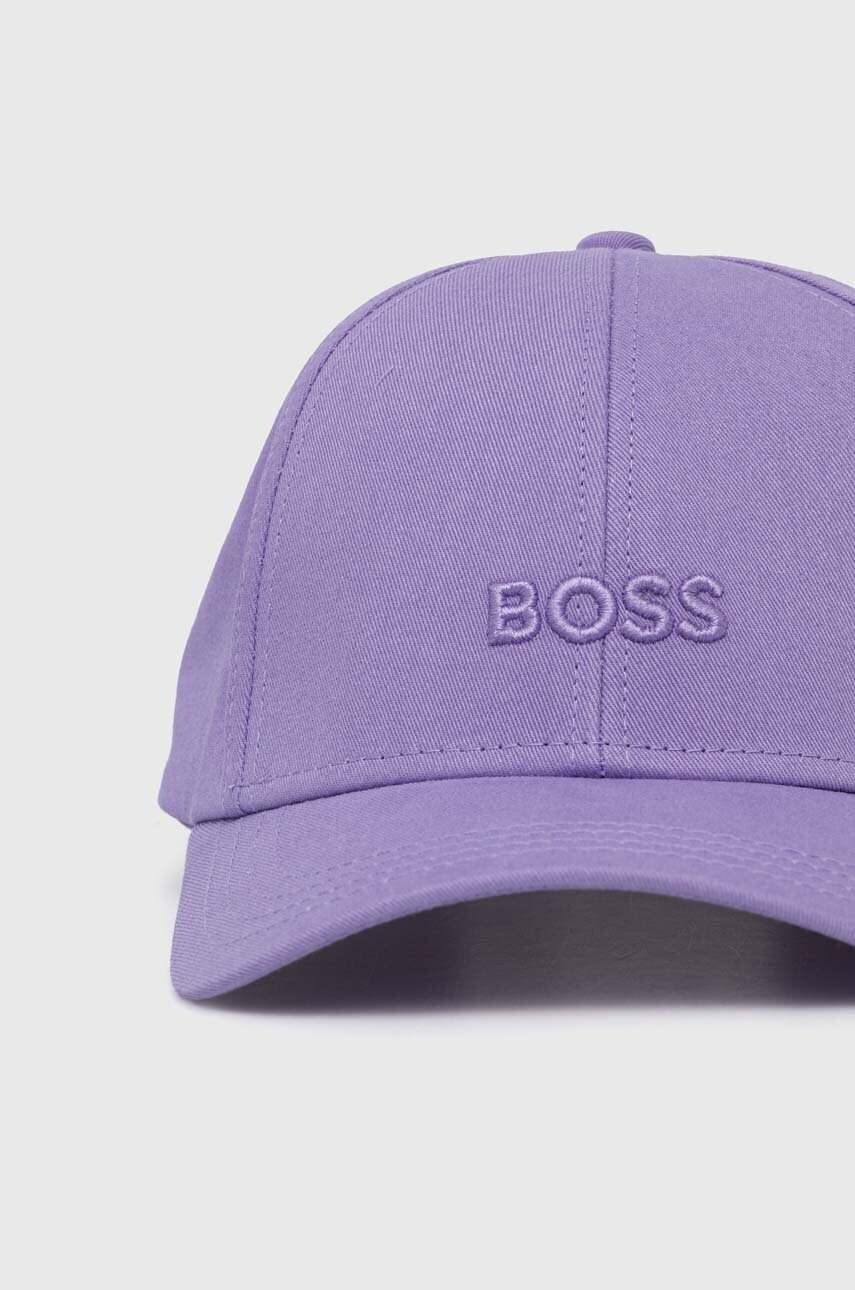 Бавовняна бейсболка BOSS колір фіолетовий з аплікацією 50519889