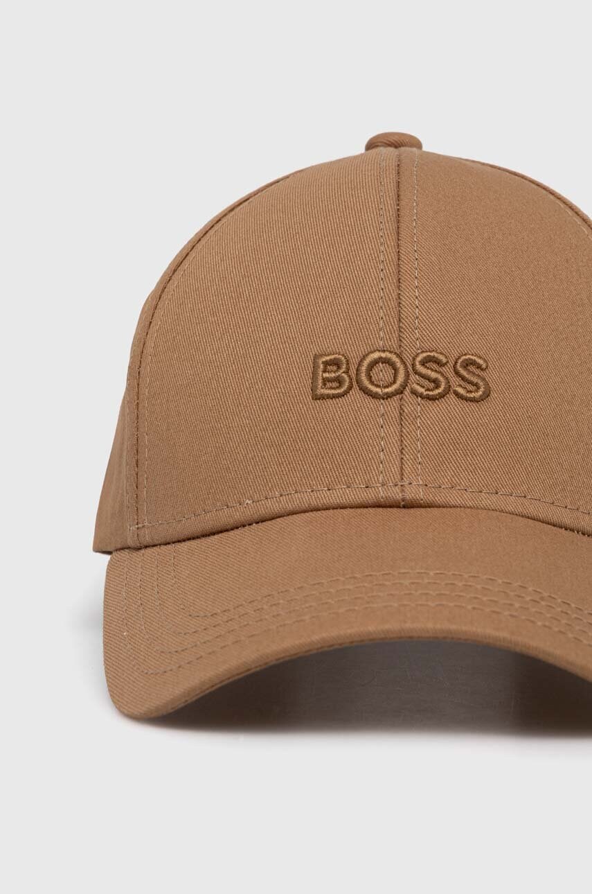 Бавовняна бейсболка BOSS колір бежевий з аплікацією 50519889