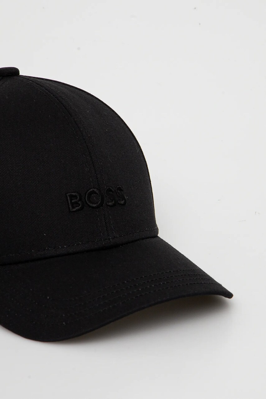 Бавовняна бейсболка BOSS колір чорний з аплікацією 50519889