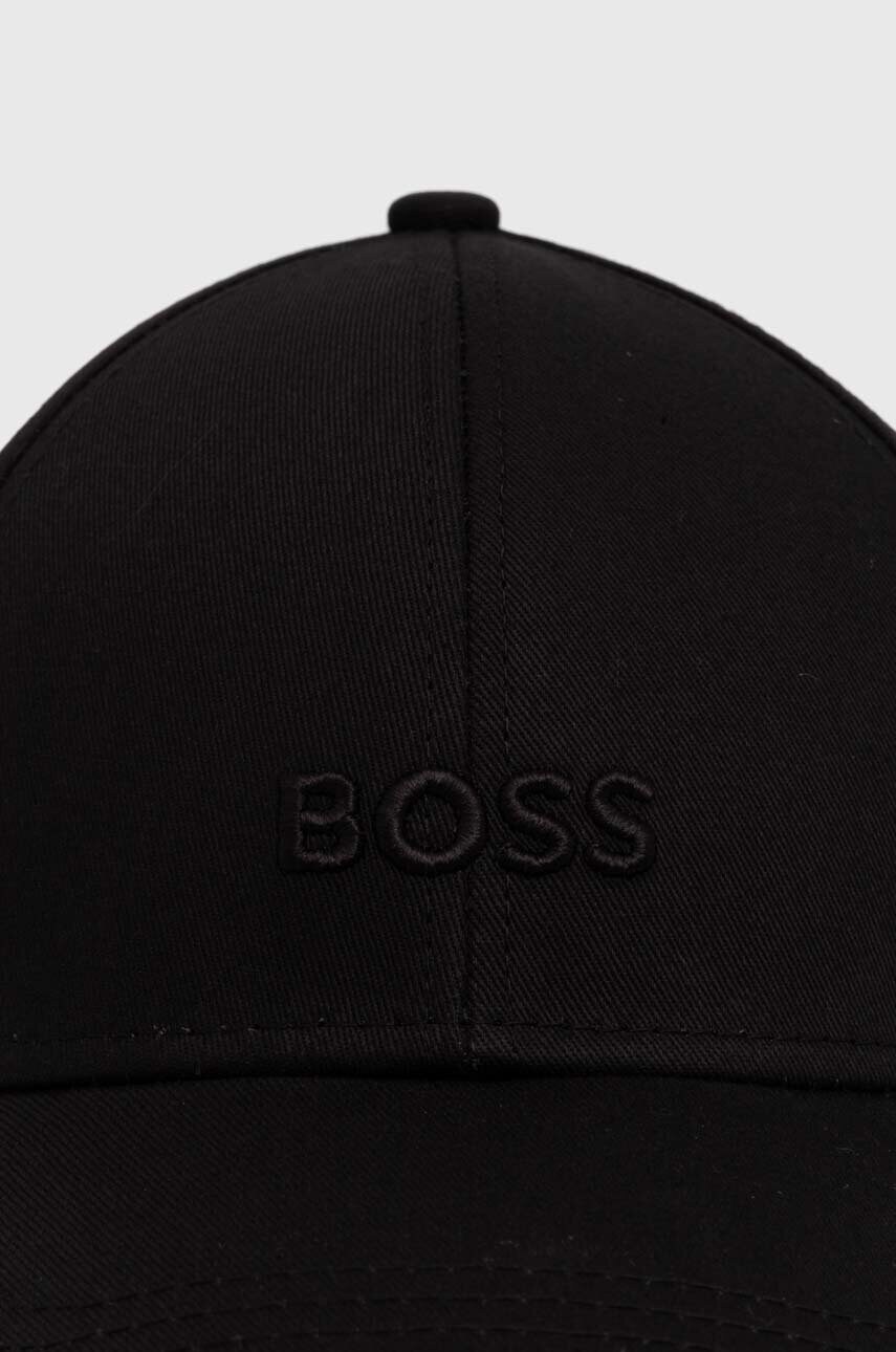 Бавовняна бейсболка BOSS колір чорний з аплікацією 50519889