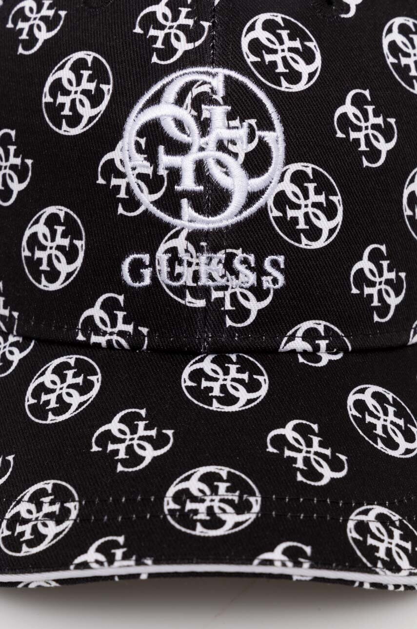 Бавовняна бейсболка Guess OLYMPE колір чорний візерунок V4YZ02 WFKN0