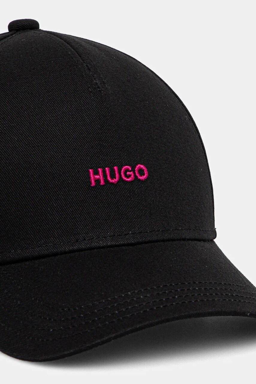 Бавовняна бейсболка HUGO колір чорний з аплікацією 50519255