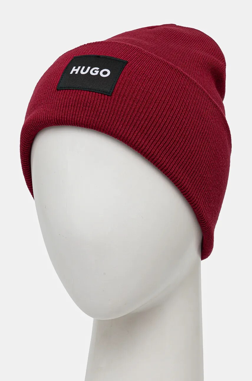Бавовняна шапка HUGO колір червоний з бавовни 50521405