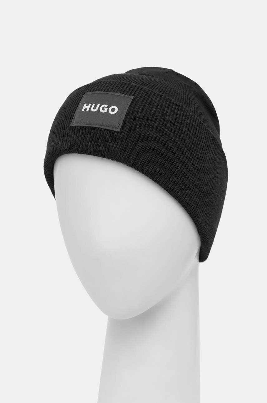 Бавовняна шапка HUGO колір чорний з бавовни 50521405