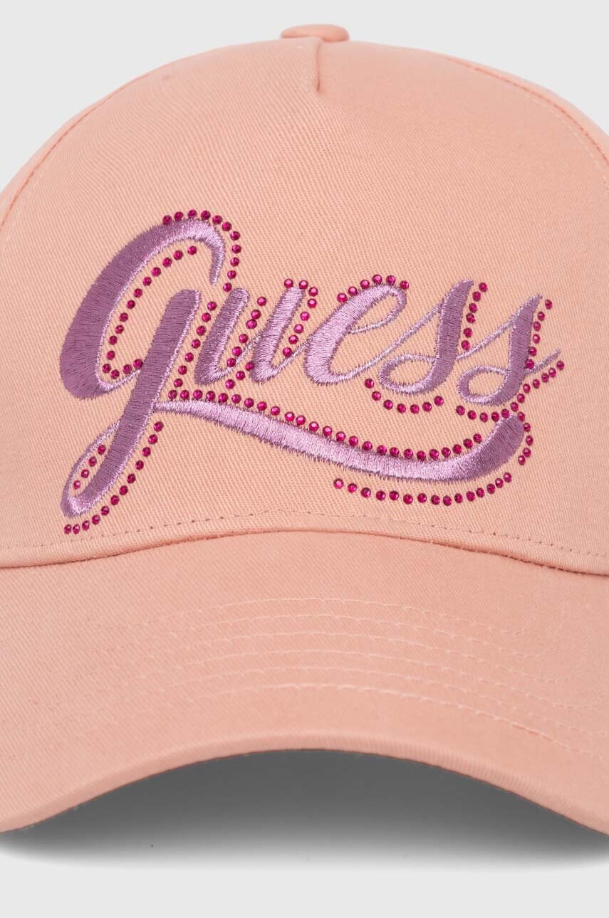 Бавовняна бейсболка Guess CLAUDIE колір рожевий з аплікацією W4YZ00 WEGD0