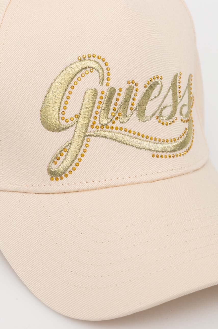 Бавовняна бейсболка Guess CLAUDIE колір бежевий з аплікацією W4YZ00 WEGD0