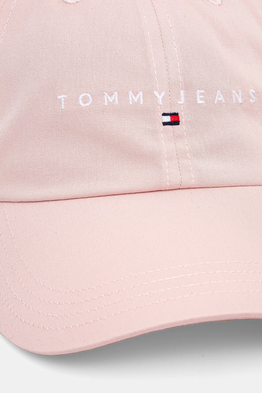 Бавовняна бейсболка Tommy Jeans колір рожевий з аплікацією AW0AW16868