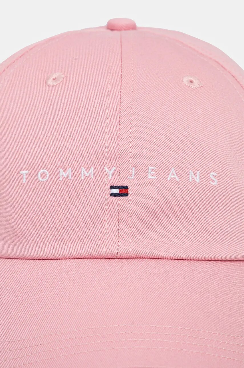 Бавовняна бейсболка Tommy Jeans колір рожевий з аплікацією AW0AW16868