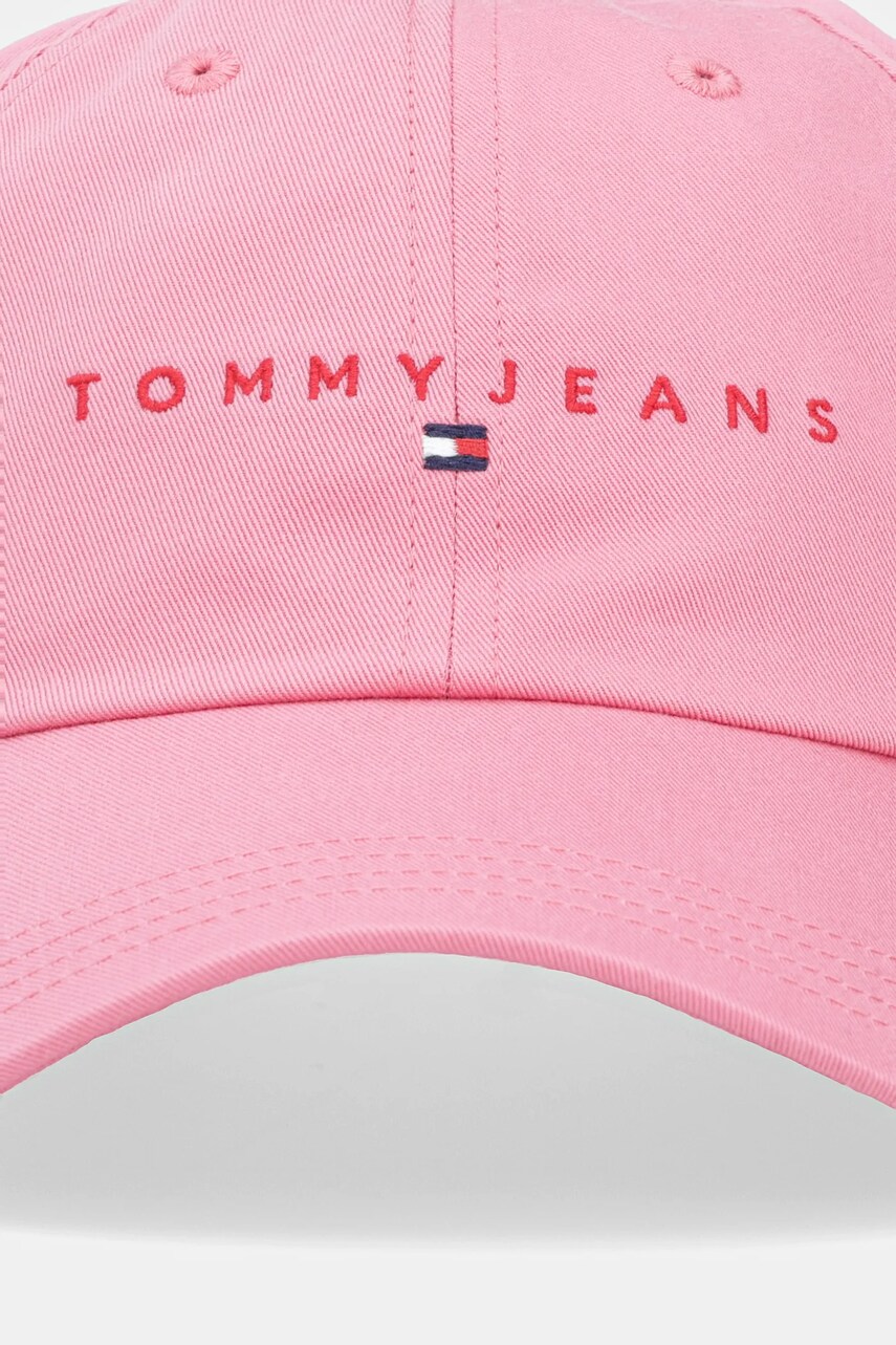 Бавовняна бейсболка Tommy Jeans колір рожевий з аплікацією AW0AW16868