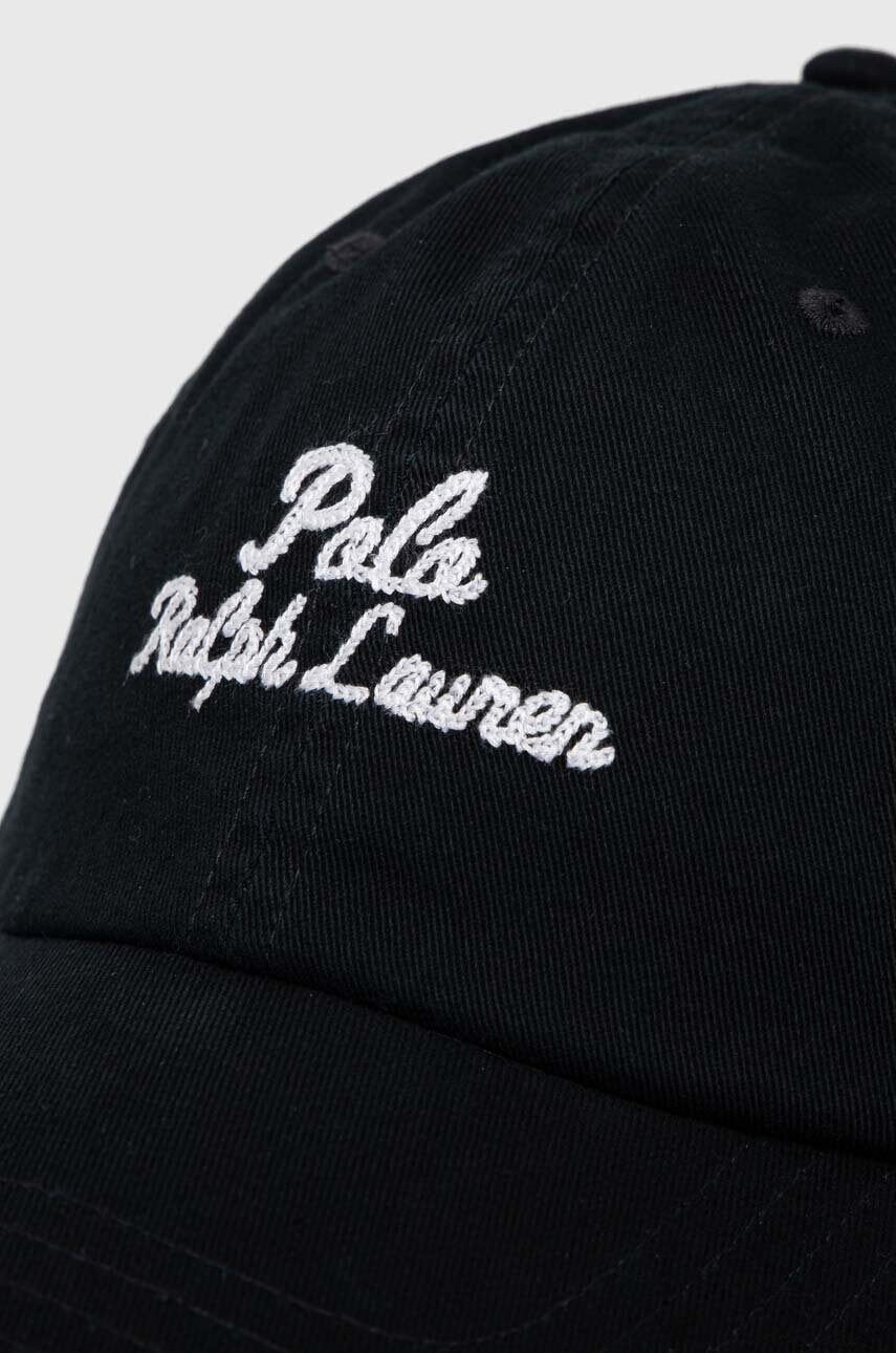 Бавовняна бейсболка Polo Ralph Lauren колір чорний з аплікацією 211954882