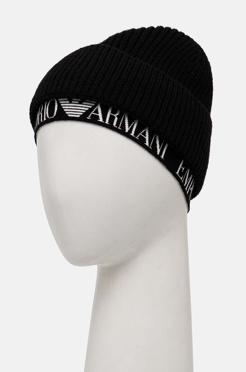 Шапка Emporio Armani колір чорний з товстого трикотажу 637350 4F519