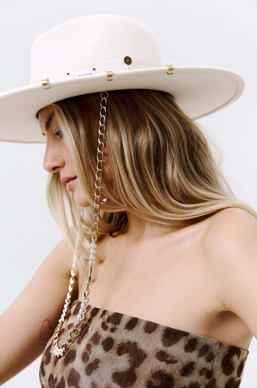 Капелюх LE SH KA headwear Gold Ecru London колір білий вовна GoldEcruLondon