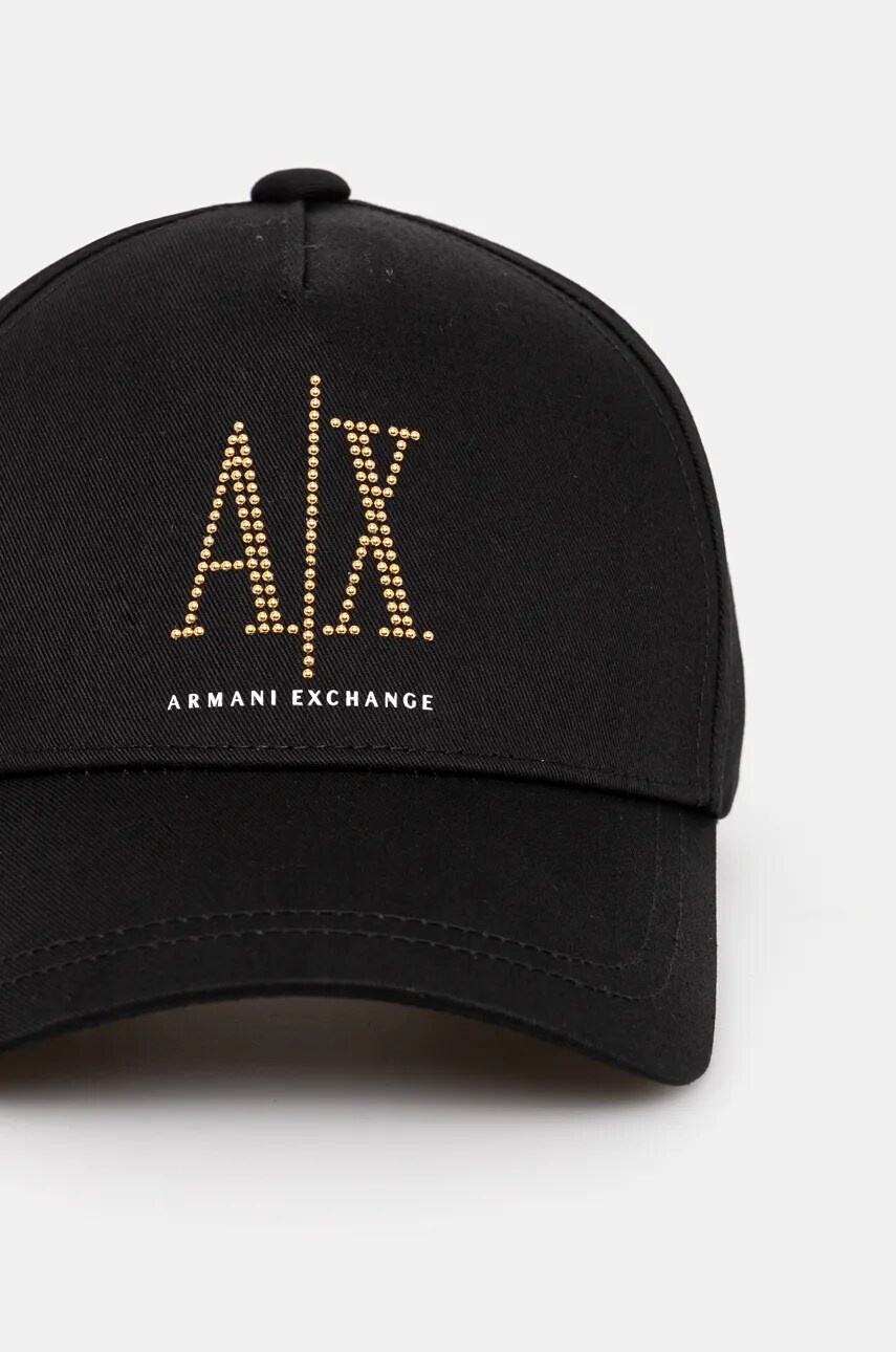 Бавовняна бейсболка Armani Exchange колір чорний з аплікацією 944208 3R131