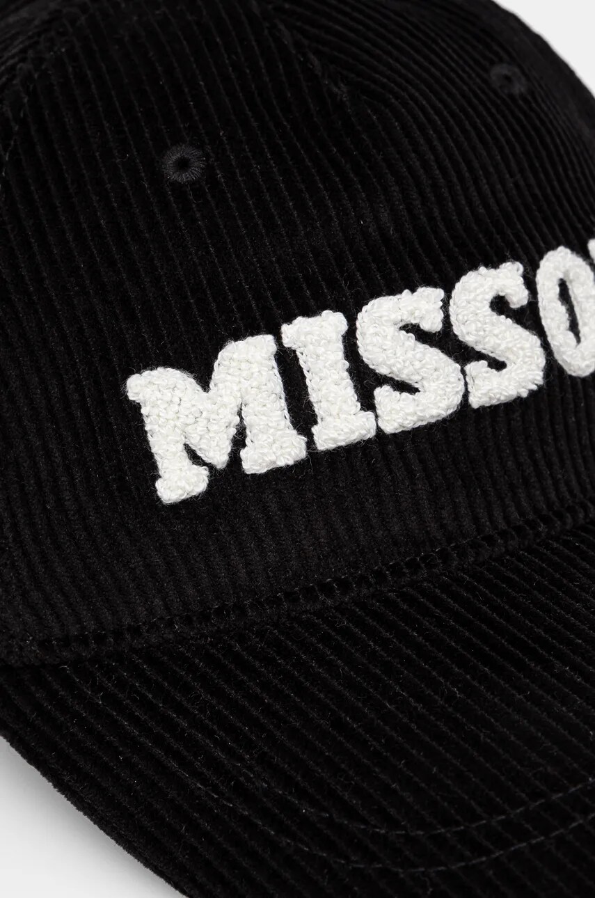 Вельветова кепка Missoni колір чорний з аплікацією BL00COD9811
