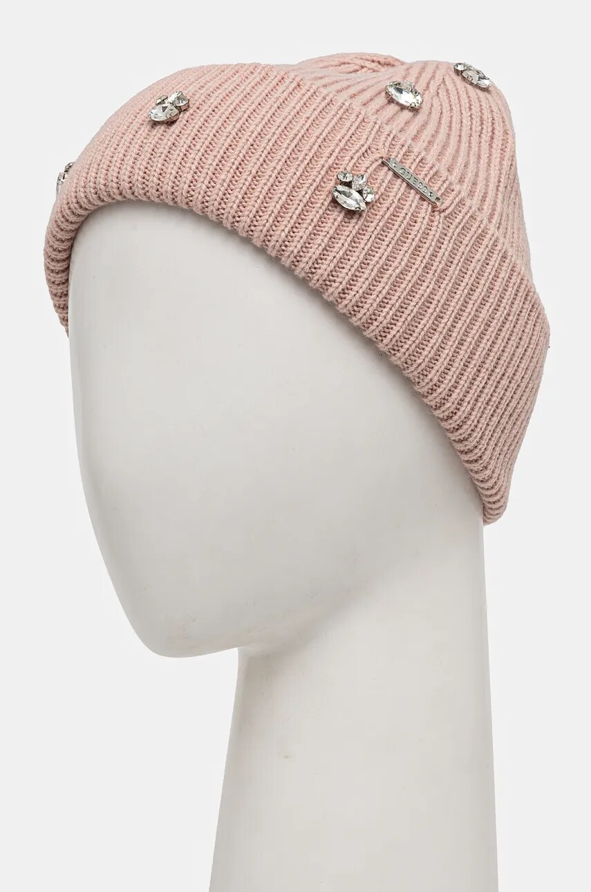 Шапка з домішкою вовни Guess колір рожевий  AW5198 POL01