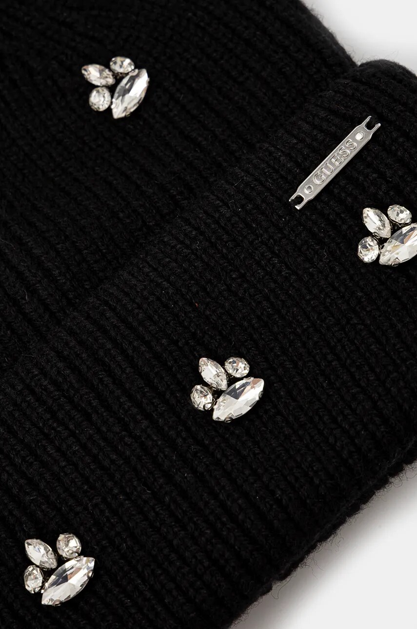 Шапка з домішкою вовни Guess колір чорний  AW5198 POL01