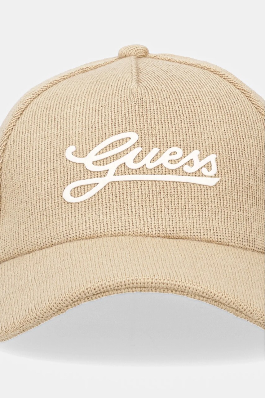 Кепка з домішкою вовни Guess колір бежевий з аплікацією AW5182 WOL01